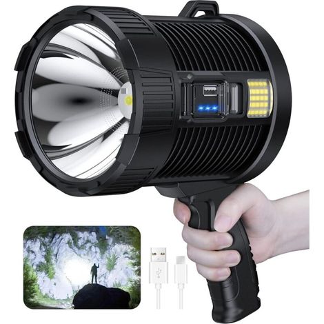 Wiederaufladbarer Flutlichtstrahler – 100.000 Lumen – 800 M Reichweite – Wasserdicht (ipx5) – 6 Modi – Für Outdoor-aktivitäten – 1 Stück