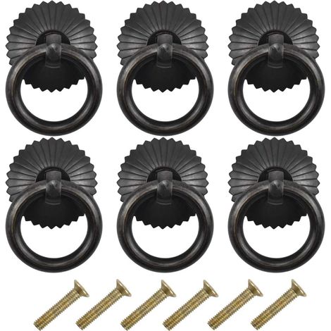 Schubladengriffe – Kupfer – Basisdurchmesser 30 Mm – Höhe 38 Mm – Griffring 30 Mm – Schrauben 20 Mm – Für Küchenschränke Und Schubladen – 6er-set