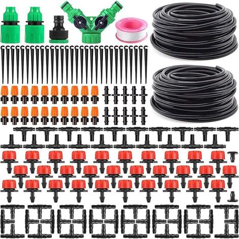Tropfbewässerungsset – 30 M – Für Garten, Rasen, Gemüsebeet, Landschaftsgestaltung – 40 Pflanzen – Einstellbare Durchflussrate 0–70 L/h