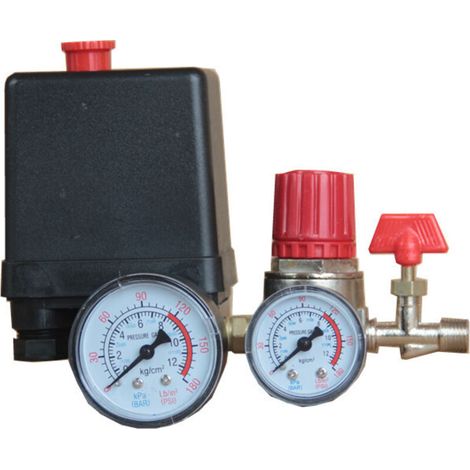 Luftkompressor – Druckschalter Mit Regler Und Kunststoff-manometer – Für Ölfreie Kolbenkompressoren – 5 Bis 8 Bar – 220/380 V – 1 Stück