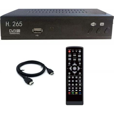 Dvb-t2-decoder – Hevc H.265 – 1080p – Usb – Terrestrischer Tv-receiver – Eu-stecker – Schwarz