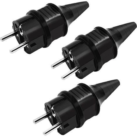Stecker (männlich) – 250 V, 16 A – Spritzwassergeschützt (ip44) – Für 6–16 Mm² Kabel – Mit Erdungskontakt – 3er-pack