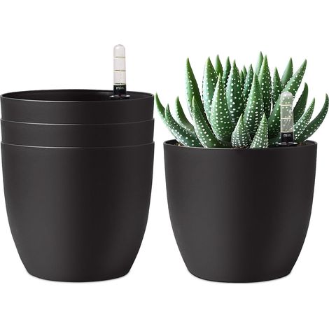 Selbstbewässernder Topf – Integrierter Wasserspeicher – Sichtbarer Wasserstand – Für Zimmerpflanzen – 4er-set – 15 Cm