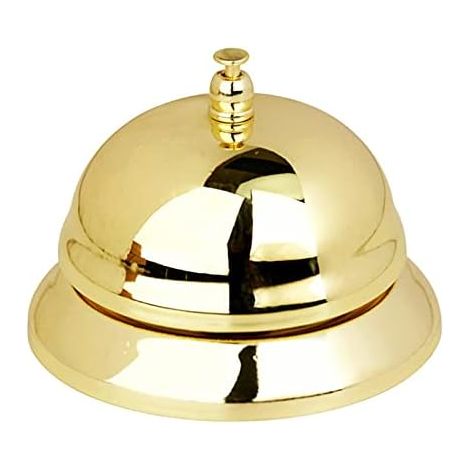 Tischglocke – Durchmesser 8,5 Cm, Höhe 6 Cm – Vergoldetes Metall – Für Restaurant, Café, Bar, Büro, Empfangsbereich – 1 Stück