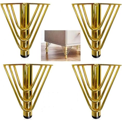 Möbelfüße – Goldfarbenes Metall – Höhe 15 Cm – Für Sofa, Couchtisch, Tv-ständer – Rutschfest Mit Gummifuß – 4er-set