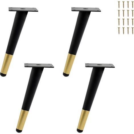 Möbelfüße – Schwarz-goldenes Metall – Höhe 20 Cm – Für Tv-möbel, Niedrige Möbel, Schränke – 4er-set