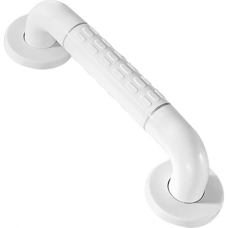 Handlauf – 38 Cm – Edelstahl Und Weißes Nylon – Für Bad Und Wc – Geeignet Für Senioren Und Menschen Mit Behinderungen – 1 Stück