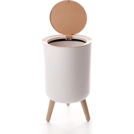 Badezimmer-abfalleimer – 7 L – Schnappdeckel – Minimalistisches Holzdesign – Für Kleine Räume – 1 Stück
