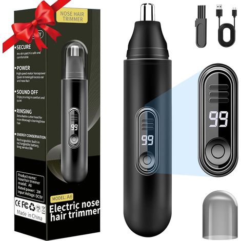 Nasen- Und Ohrhaartrimmer – Usb-aufladbar – Lcd-display – Ipx7 Wasserdicht – Für Damen Und Herren – 1 Stück