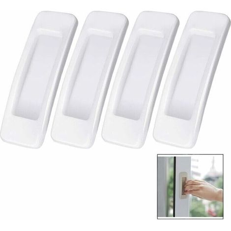 Selbstklebender Schiebetürgriff – Weißes Abs – Für Glas, Fliesen, Edelstahl, Marmor – 4 Stück