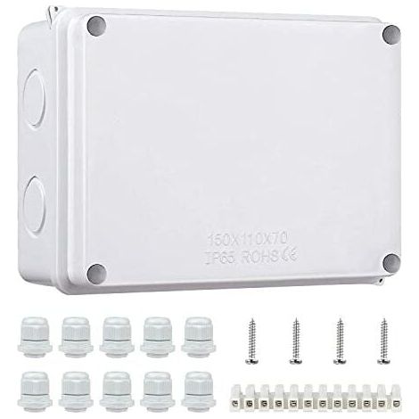 Anschlussdose – Ip65 Wasserdicht – Weißes Abs – 150 X 110 X 70 Mm – Für Außenverkabelung, Gartenbeleuchtung, Pumpe, Teich, Steckdose – 1 Stück