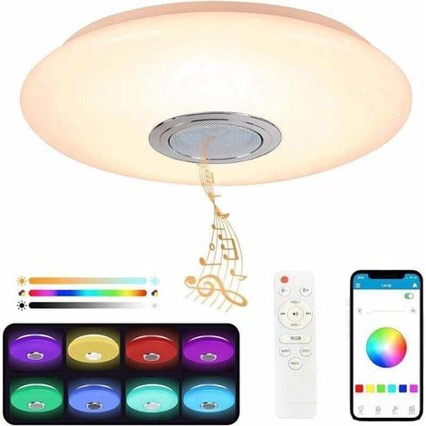 Led-deckenleuchte – 36 W – 3600 Lm – 3000 K Bis 6500 K – Bluetooth Mit Integriertem Lautsprecher – App- Und Fernbedienungssteuerung – Ip44 – Für Schlafzimmer, Wohnzimmer, Badezimmer – 1 Stück