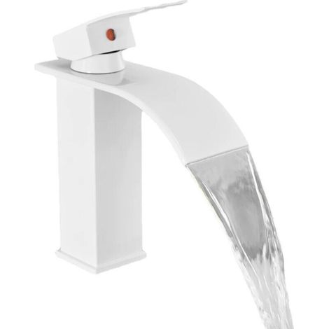 Waschbeckenarmatur – Wasserfall-mischbatterie, Weiß – Hochreines Messing – Maximaler Druck 8 Bar – Für Bad Und Küche – 1 Stück