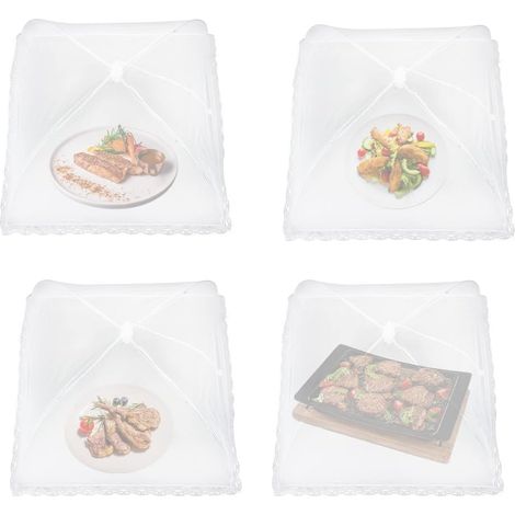 Lebensmittelabdeckung – Hochdichtes Netzgewebe – Edelstahlrahmen – Für Obst, Gemüse, Salate – Für Grillabende/picknicks Im Innen- Und Außenbereich – 4-teilig