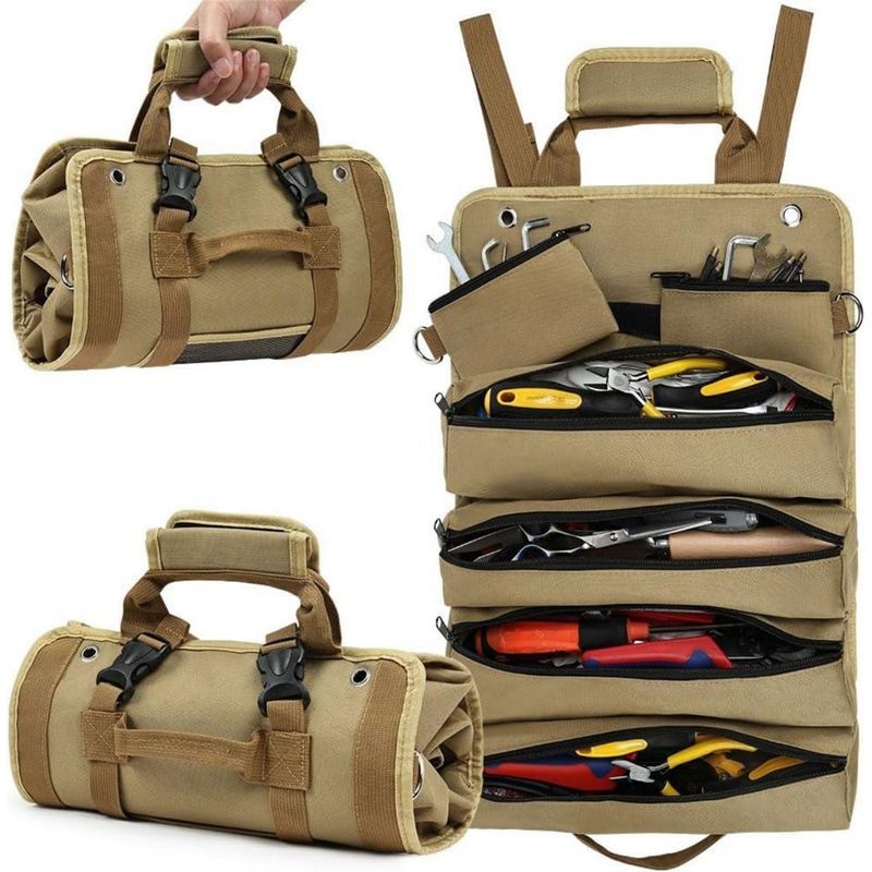 Werkzeugtasche – Multifunktionale Aufbewahrungslösung – Praktische Organisation – Speziell Für Werkzeuge Entwickelt – Geeignet Für Profis Und Heimwerker – Khaki – 1 Stück