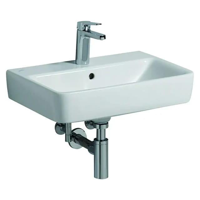 Geberit Waschbecken Renova Compact 55 cm Weiß Hahnloch und Überlauf