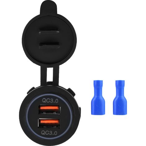 Duales Qc3.0-schnellladegerät Mit Zwei Usb-anschlüssen Für Auto, Motorrad Oder Boot (12/24 V)