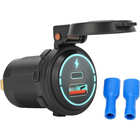12v Usb-ladegerät Mit Schnellladefunktion, Ip66 Wasserdicht, Pd Typ C Und Qc 3.0 Kompatibel, Für Auto, Motorrad, Boot, Wohnmobil Und Quad.