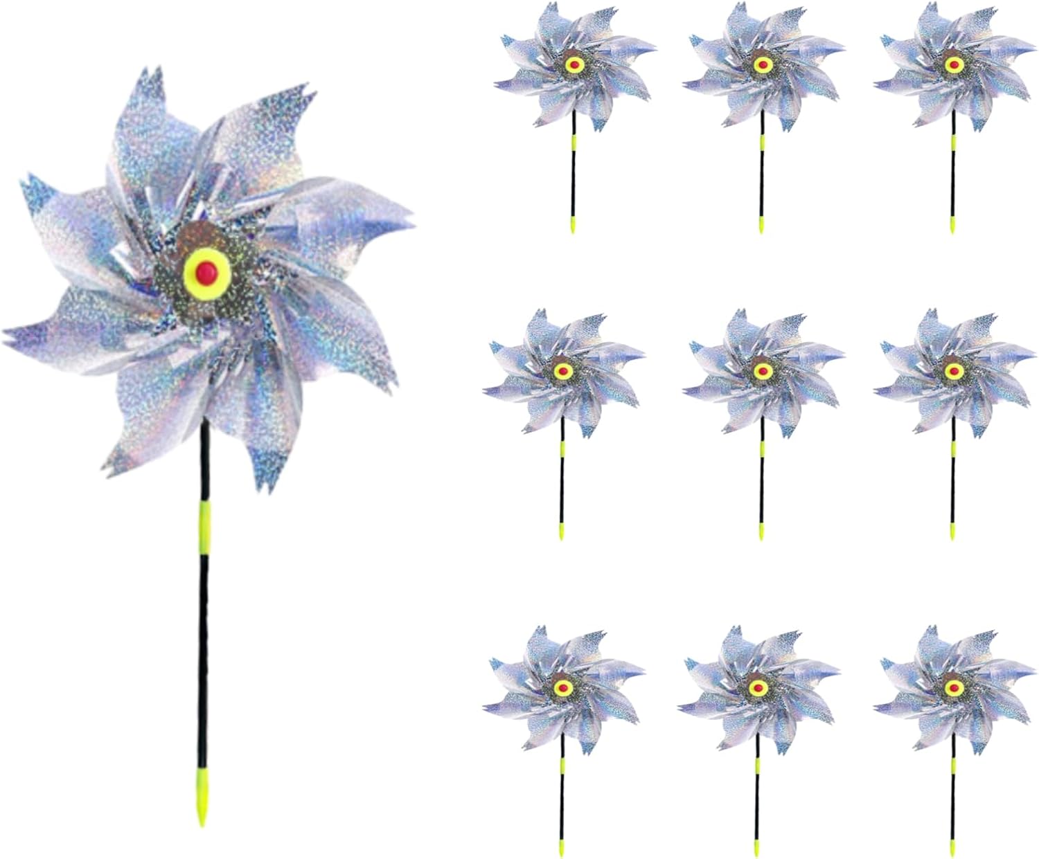 Reflektierende Windmühlen, Glänzende Windmühlen, Geeignet Zur Gartendekoration Sowie Für Gemüsegärten, Terrassen Und Balkone. (silber, 10er-packung)
