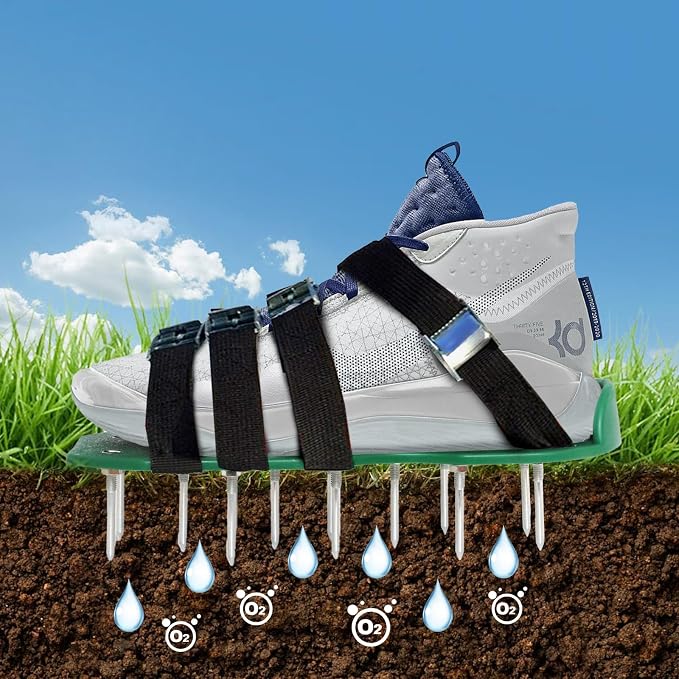 Rasenlochschuhe, Rasenlochspitzen Mit 4 Verstellbaren Riemen, Rasenmäher-perforator Aus Metall, Gartenschuhe