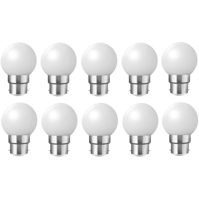 B22-bajonettlampen – 10er-pack Led-sofalampen, 2 W (entspricht 20 W). Energiesparende Kugellampe. Bc Party Klein-/mini-lampen. Warmweiß [energieklasse B]