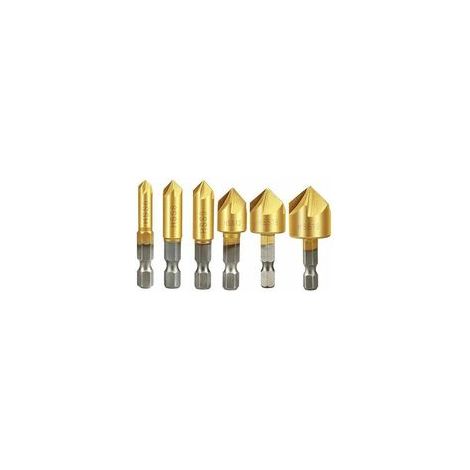 6-teiliger Satz Anfasfräser Für Die Holzbearbeitung, 90°-hss-kegelfräser, Hartmetall-anfasfräser, 6 Mm, 8 Mm, 9 Mm, 12 Mm, 16 Mm, 19 Mm