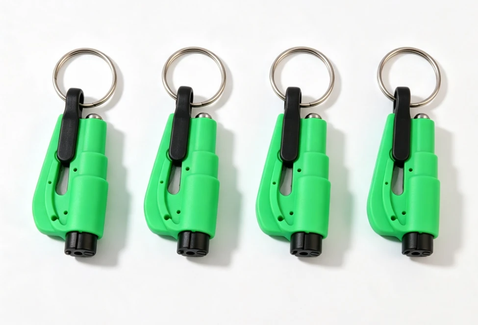 Originales Mini-notfall-schlüsselanhänger-auto-fluchtwerkzeug, Mit Sicherheitsgurtschneider Und Scheibenbrecher, 4-teilige Packung.
