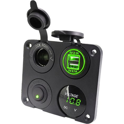 4-in-1 Dual-usb-kfz-bedienfeld, 12-v-zigarettenanzünderadapter Mit Led-voltmeter Und Ein-/ausschalter, Kompatibel Mit Auto, Boot, Wohnmobil, Lkw, Gps Und Smartphone