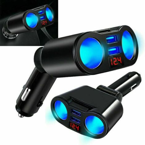 Zigarettenanzünderadapter, 2-port-dc-stecker, Integrierte Sicherung, Zigarettenanzünder-netzteil + 2-port-usb-kfz-splitter Mit Ein-/ausschalter