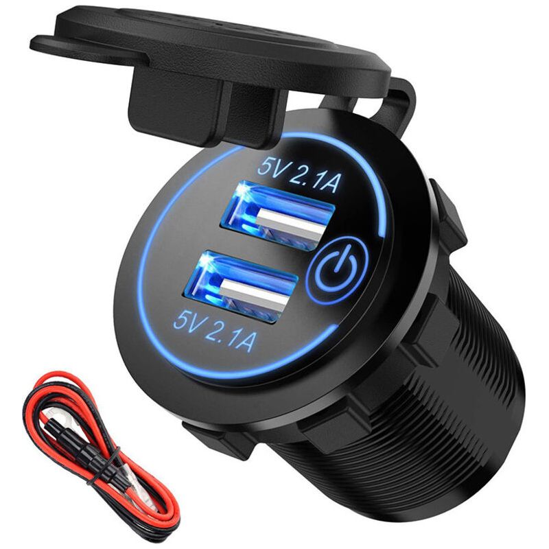 Usb-zigarettenanzünder. Doppelte Usb-buchse (4,8 A, 12 V). Wasserdichte 5-v-/2,4-a-usb-kfz-ladebuchse Mit Led-anzeige Für 12-v-/24-v-fahrzeuge, Lkw, Wohnwagen, Boote, Motorräder Und Andere Fahrzeuge.