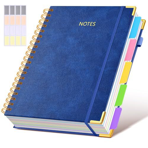 Spiralgebundenes Notizbuch Mit Hardcover Und Abnehmbaren Etiketten, 300-seitiges, Ledergebundenes Notizbuch Mit Fünf Fächern, Liniert, 20x25 Cm B5-format, In Verschiedenen Farben Erhältlich.