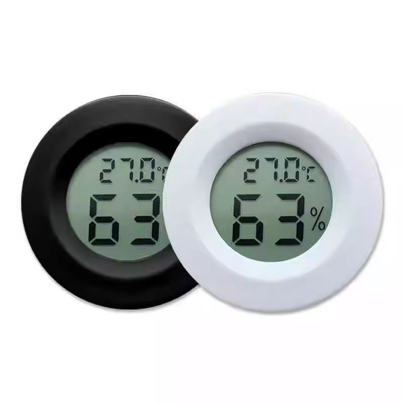 Zweierpackung Runder, Integrierter Digitaler Thermometer Und Hygrometer, Mini-lcd-thermometer Und Hygrometer, Umschaltbar Zwischen Celsius Und Fahrenheit, Geeignet Für Reptiliengehege, Feuchtigkeitsbo
