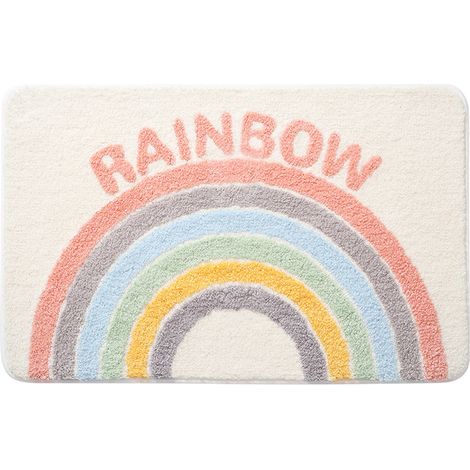 Saugfähige Und Schlichte Badematte, Frisches Regenbogenmuster, Bodenmatte Für Badezimmer, Wc-eingangsmatte, 40 X 60 Cm