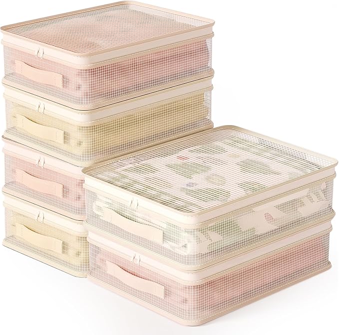 Packung Mit 6 Pvc-netz-aufbewahrungsbeuteln Mit Griffen, Maße 40 X 30 X 12 Cm, Transparente Aufbewahrungsbeutel Mit Reißverschluss, Faltbare Aufbewahrungsbeutel Aus Kunststoff Für Kleidung, Aufbewahru