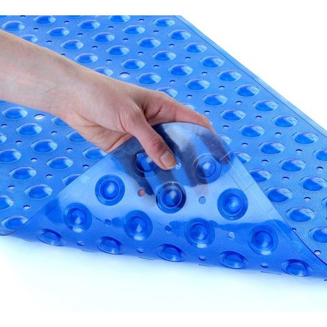 Extra Lange Badematte Mit Rutschfester Oberfläche Für Badewanne Und Dusche - (100 Cm Lang - Erweiterte Abdeckung, Maschinenwaschbar, Blau)