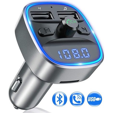 Bluetooth-fm-transmitter, Autoradioadapter Mit Mikrofon Und 2 Usb-ladegeräten, Led-display, Freisprecheinrichtung Fürs Auto