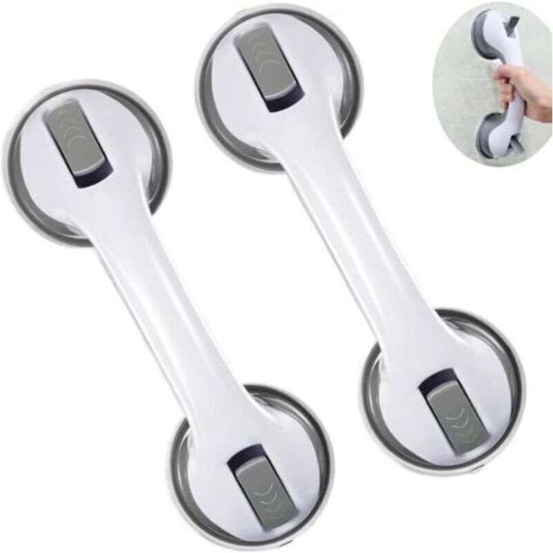 2er-set Haltegriffe Mit Saugnapf Für Bad Und Dusche, 30 Cm – Sicherheitsgriff, Kein Bohren Erforderlich – Rutschfest, Ideal Für Senioren Und Kinder. Grau