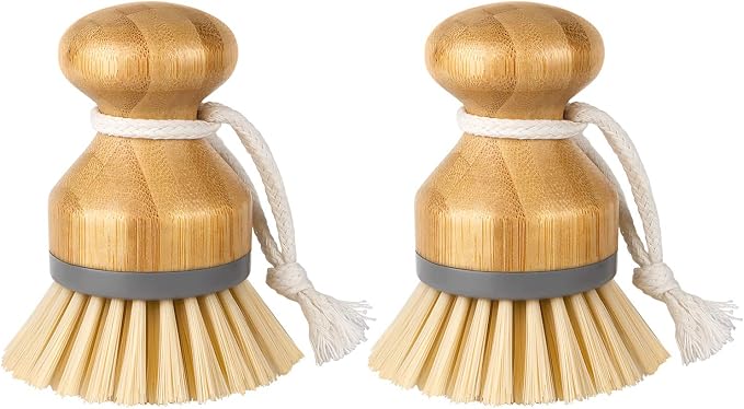 Bambus-handbürste, 2er-pack Geeignet Zum Reinigen Von Geschirr, Kochgeschirr Und Küchenspülen Reinigungsbürste In Handbürstenform, Geschirrspülbürste.