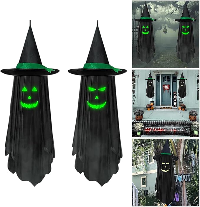 Extragroße Schwarze Led-geister-gartendekoration, Wetterfeste Stoffornament, Geeignet Für Halloween Und Besondere Anlässe, Led-beleuchtetes Ausstellungsstück.