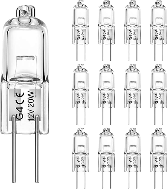 G4-halogenlampe, 20 Watt, 12 Volt, 12er-packung. Warmweißes Licht (2700 K), Dimmbar, Geeignet Für Backöfen Bis 300 °c.
