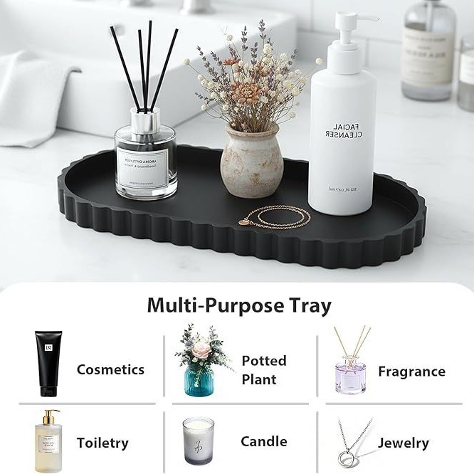 2-teiliges Badezimmer-tablett-set, Maße 30,5 X 13,5 Cm, Ovales Dekotablett, Geeignet Für Das Badezimmer, Zur Aufbewahrung Von Parfums, Kerzen Und Wohnaccessoires.