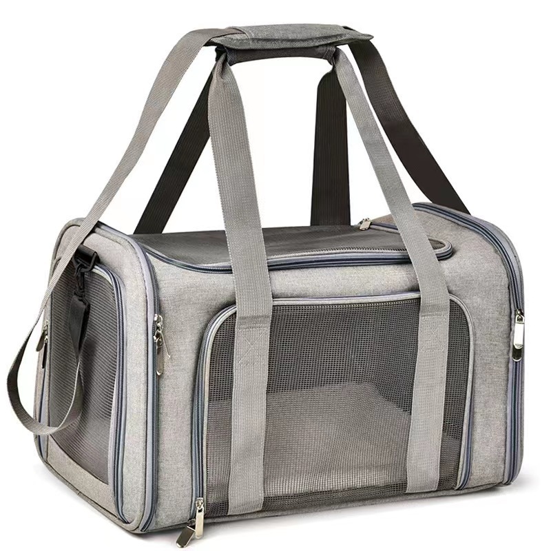 Haustiertransporttasche, Tragbares Design, Geeignet Für Katzen Und Hunde Mit Einem Gewicht Von Maximal 8 Kg, Faltbar, Mit Schultergurt, Geeignet Für Kleine Und Mittelgroße Haustiere (grau, 51x34x34 Cm