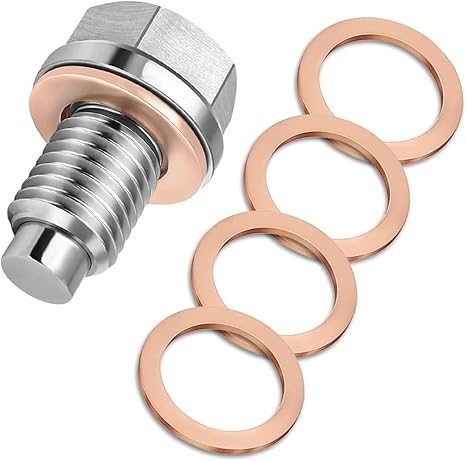 Magnetische Ölablassschraube M14x1,5, Magnetische Ölwannen-ablassmutter Und -schraube Aus Edelstahl, Mit 5 Messingscheiben, Auslaufsicher.