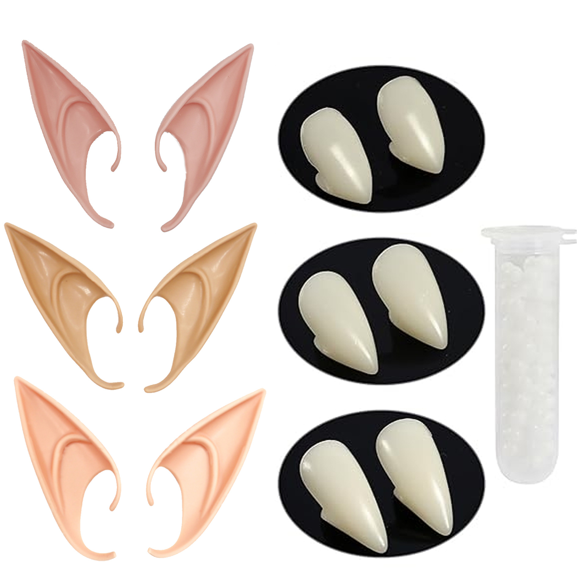 Vampirzähne, Reißzähne Und Elfenohren Geeignet Für Cosplay-kostüme, Accessoires Und Halloween-partygeschenke.