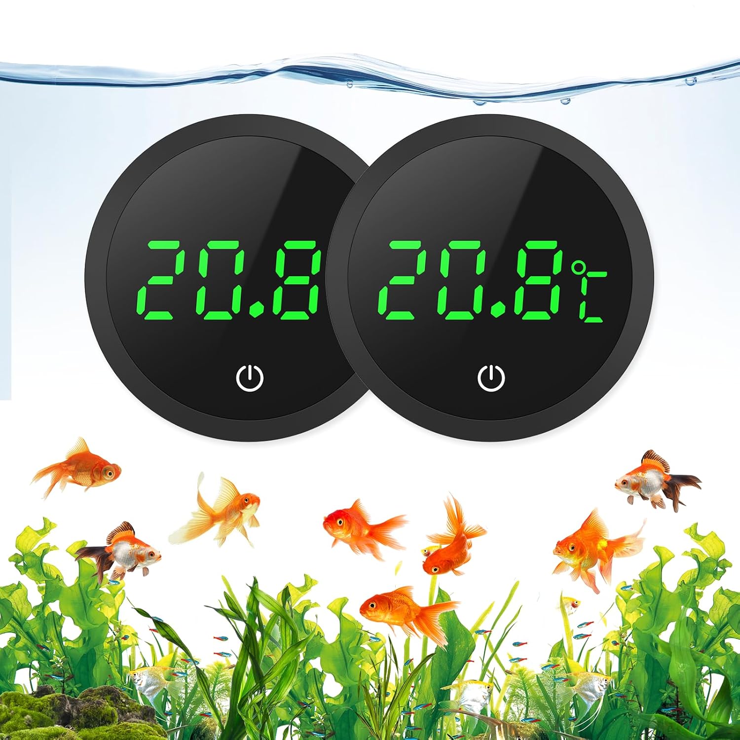 Zweiteiliges Thermometer-set, Digitales Thermometer, Hochpräzise Touch-taste, Eingebauter Akku, Geeignet Für Aquarien – Schwarz