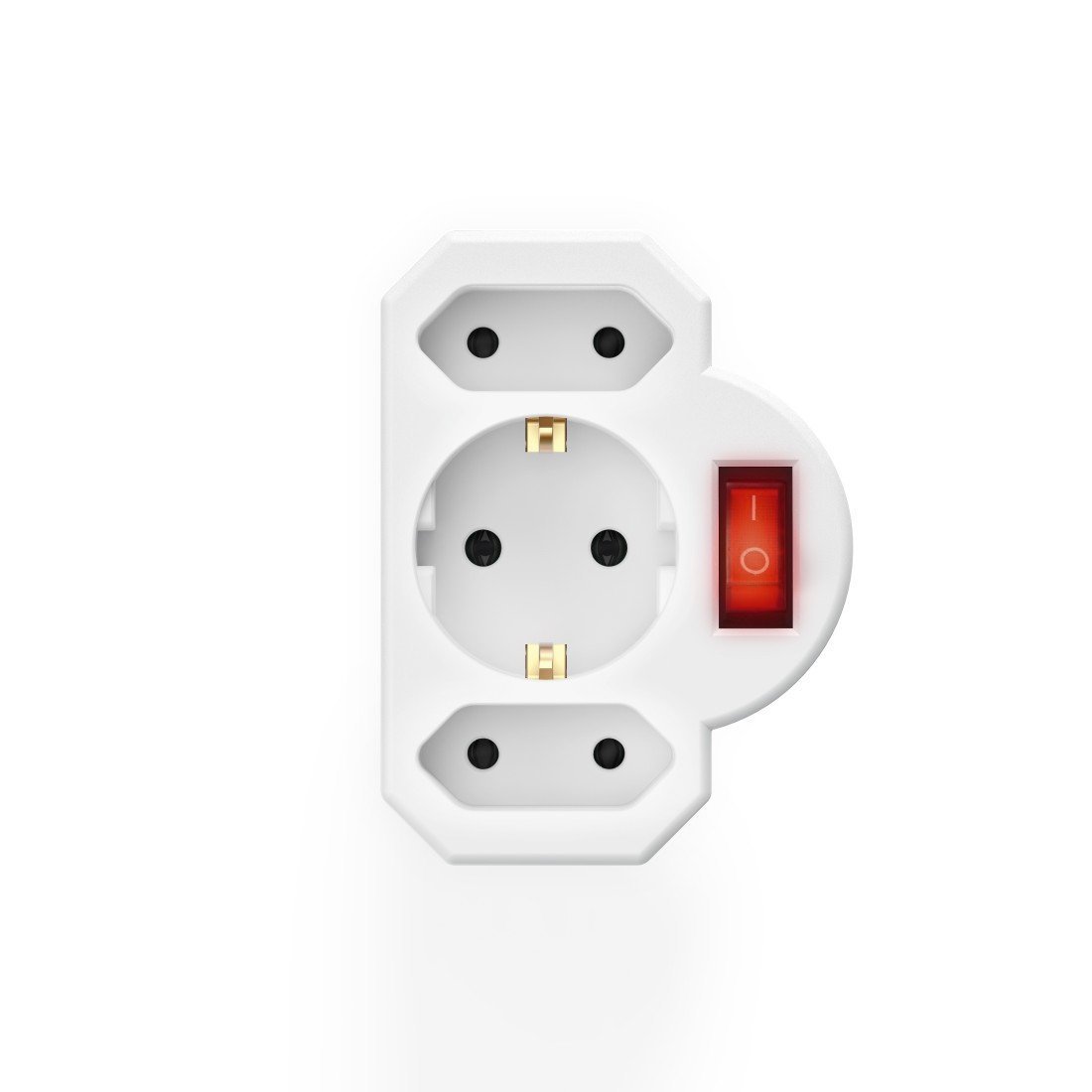 Zweiteiliges Set Aus Dreipoligem Steckdosenadapter Mit Schalter