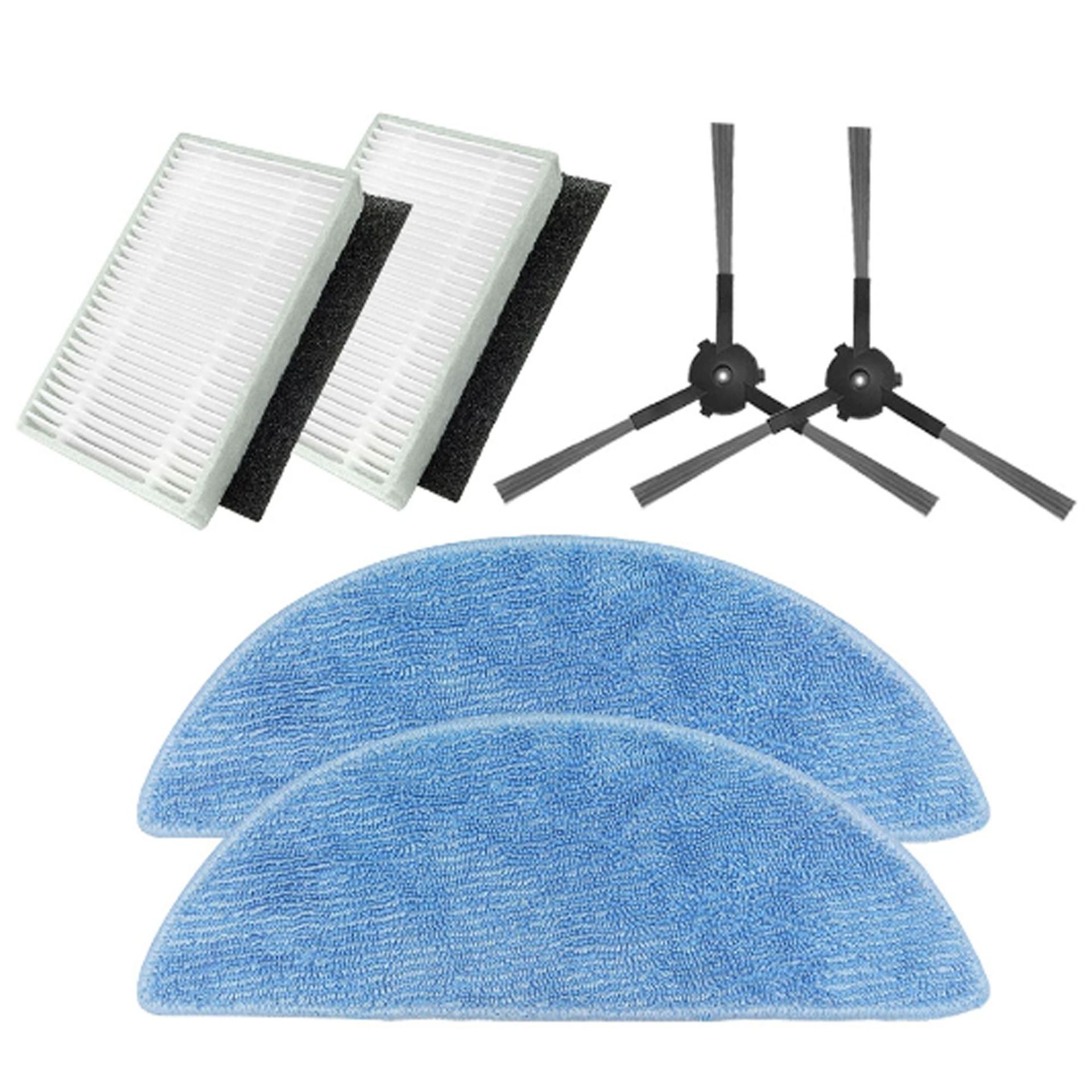Das Ersatzzubehörset Für Den Yeedi Y1 Plus Saugroboter Umfasst 2 Hepa-filter, 2 Seitenbürsten Und 2 Waschbare Wischpads.