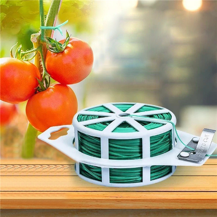 100 Meter Langes Pflanzenbindeseil Mit Drahtschneider, Grün Beschichtete Drahtbindeseile, Wiederverwendbares Gartenseil, Geeignet Zum Befestigen Von Kletterpflanzen, Tomaten, Rosen, Weinreben Und Zwei