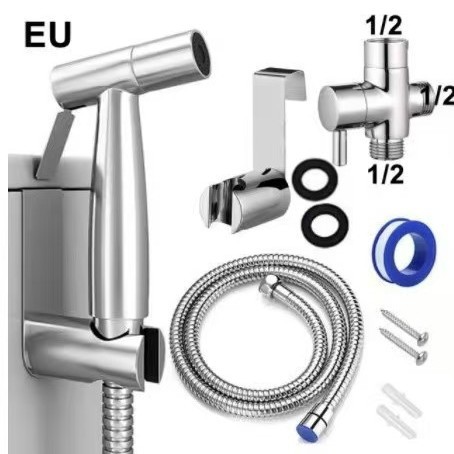 Eu-standard-sprühpistolenset Für Toiletten, Hochdruck-handspritzpistole, G1/2 1/2"-zweiwege-eckventil, Badezimmer-toiletten-sprühpistolenset