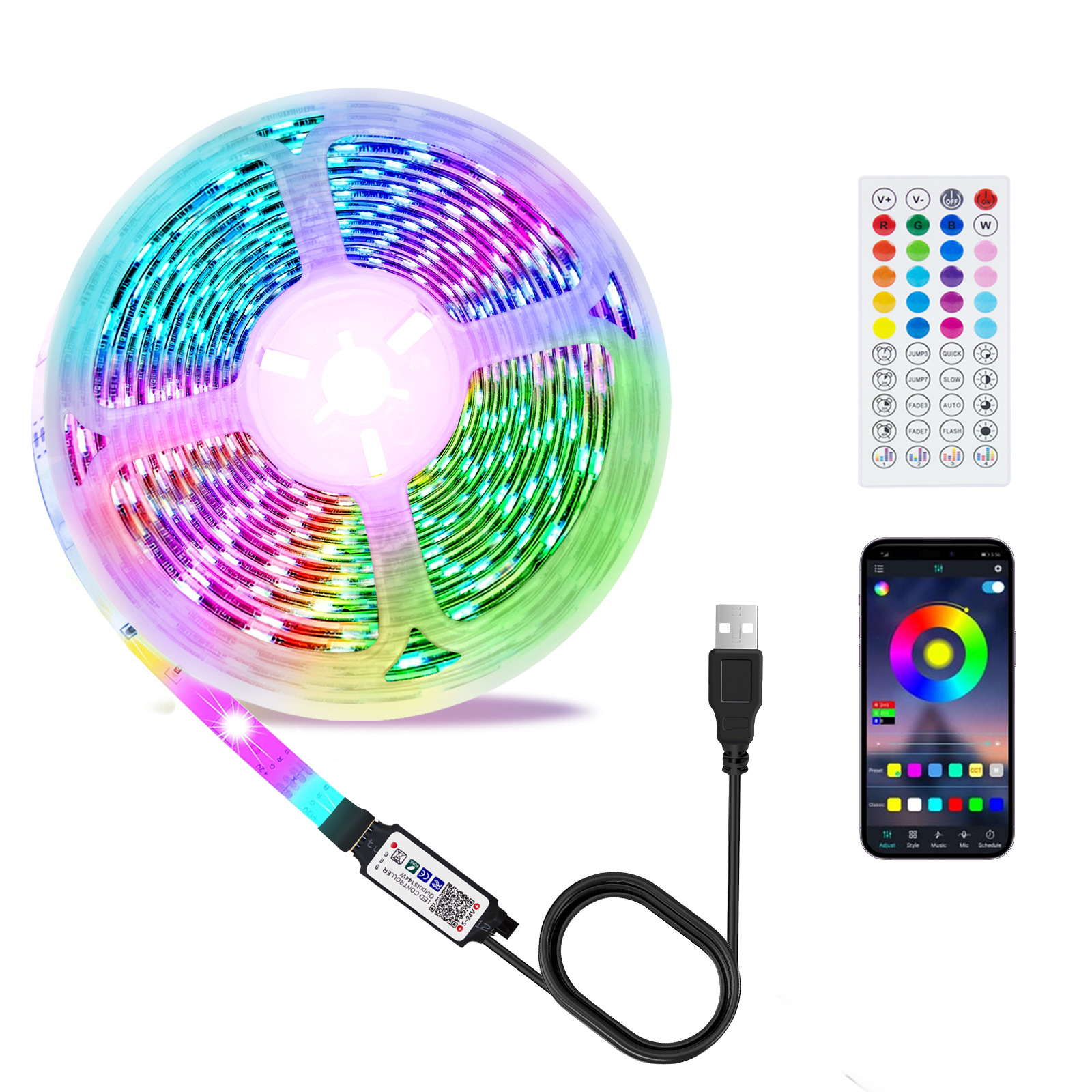 10 Meter Langer Led-lichtstreifen, Usb-app-steuerung, Farbwechselnde Led-leuchten, Mit Fernbedienung, Musiksynchronisation, Eingebautem Mikrofon, Geeignet Für Schlafzimmer, Partys Und Weihnachtsdekora